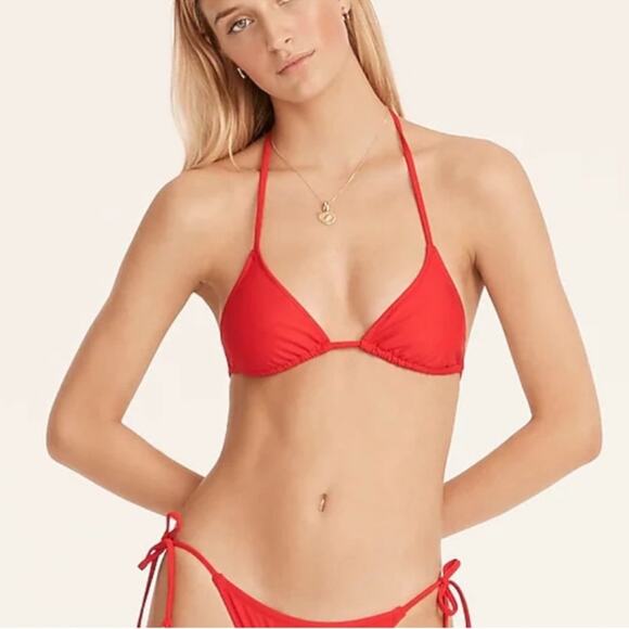 J Crew Perfect String Red Triangle Bikini Top Size XXL NWT - Picture 1 of 5